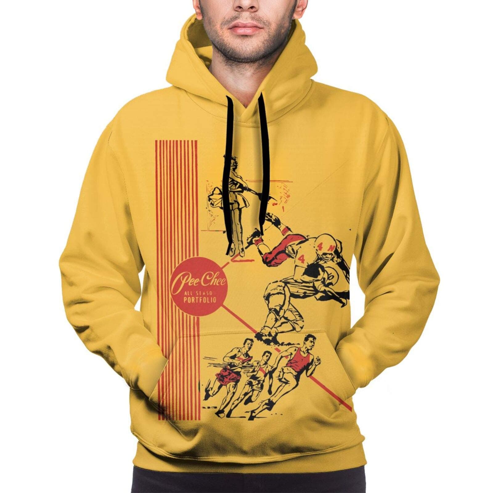 Pee Chee Sweatshirts Men's Hoodies Pullover Folder Graphic Long Sleeve Hoodie Retro Printed Sweater Yellow