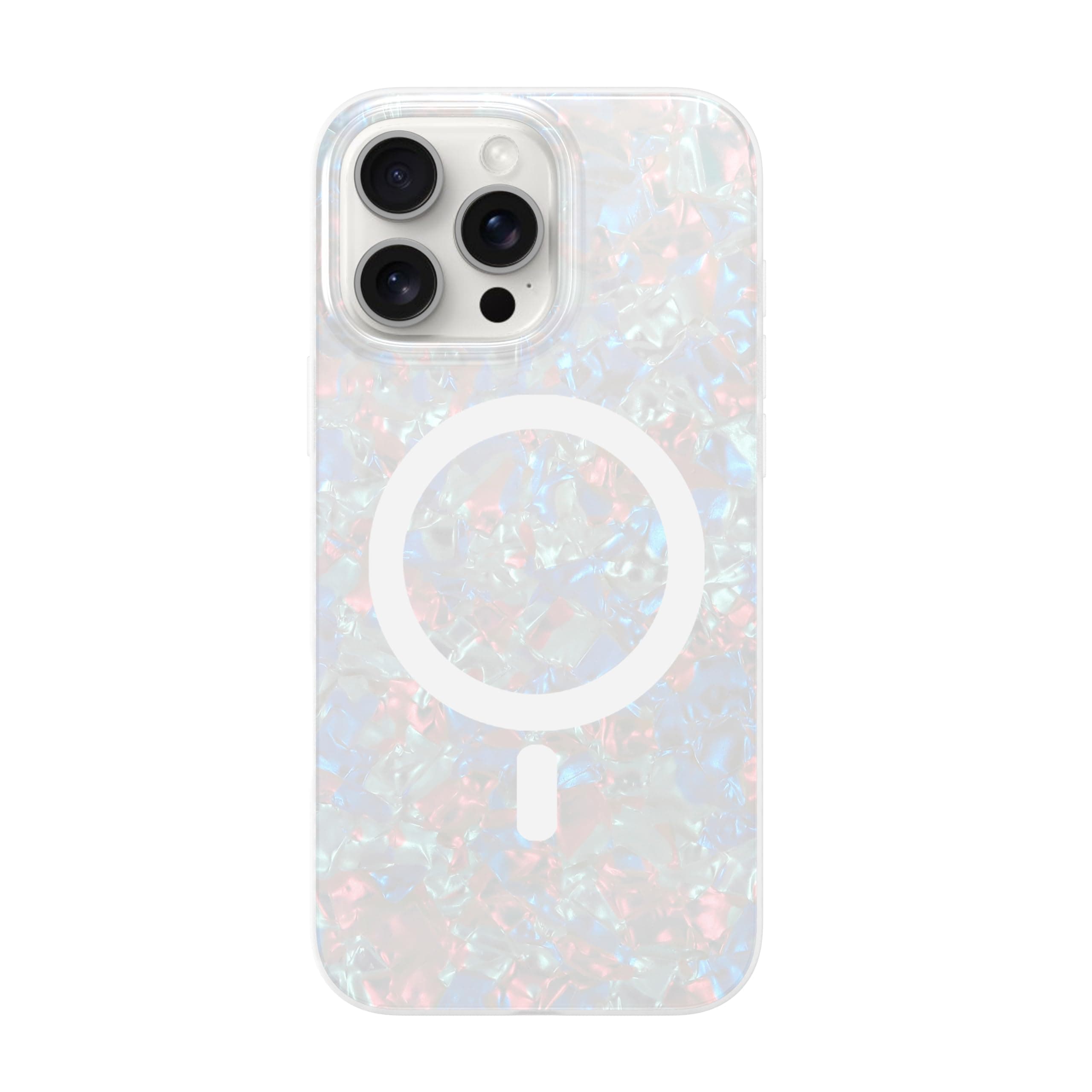LONLI Hue - for iPhone 16 Pro Max Case - White Pearl Tort Phone Case - [Comatpiable with Magsafe]- Cute, Unique and Aesthetic Shockproof Cover - [360° Shock-Absorbent Bumper]