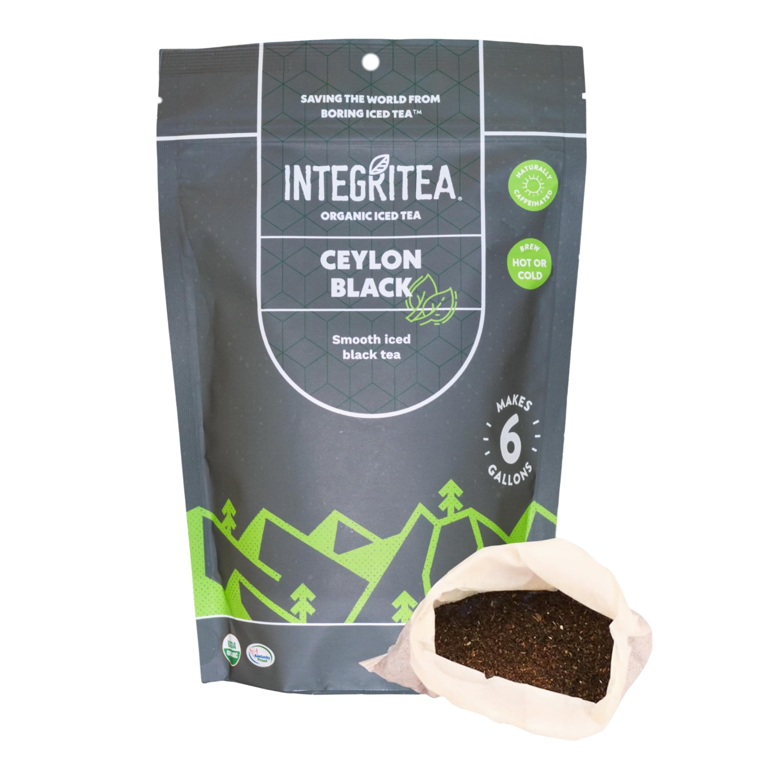 IntegriTEA Ceylon Black Cold Brew Black Tea Bags - 6-Bag Unsweetened Iced Tea Pack for 6 Gallons of Tea - Cold or Hot Brew Organic Iced Black Tea Bags