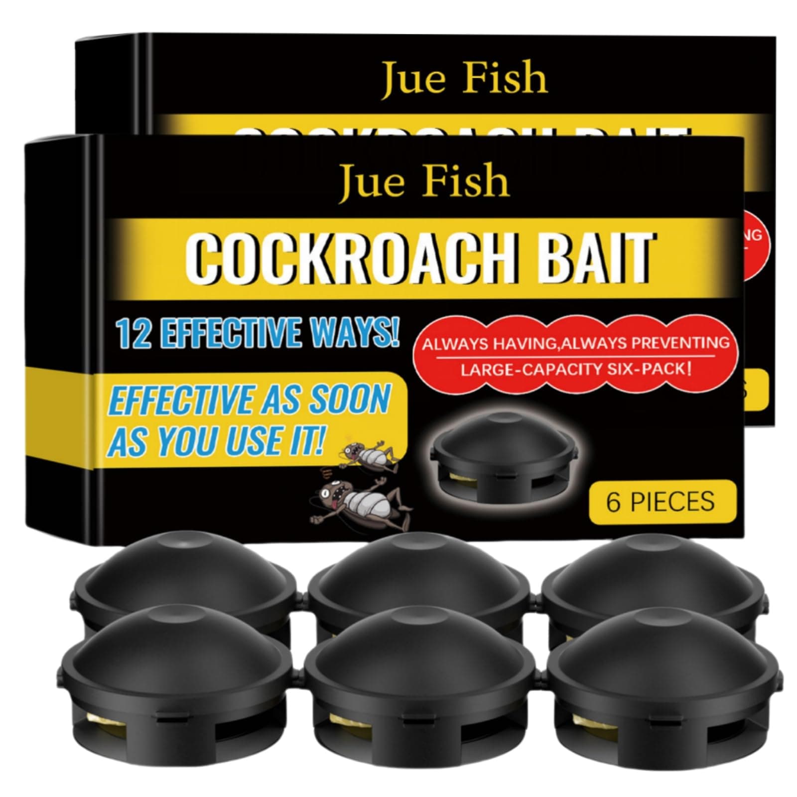 12 Count Large Roach Bait Stations, Natural Cockroach Repellent/Roach Traps Indoor Outdoor for Small&Large Roaches and Effectively Roach Control, Long-Lasting Protection, Child-Resistant
