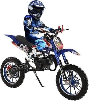 49cc Kids Dirt Bike - Gas Powered Motocross Motorcycle for Boys & Girls Ages 8-12, Off-Road Mini Bike with Dual Disc Brakes & 40KM/H Max Speed - Perfect Children's Day/Birthday Gift Blue