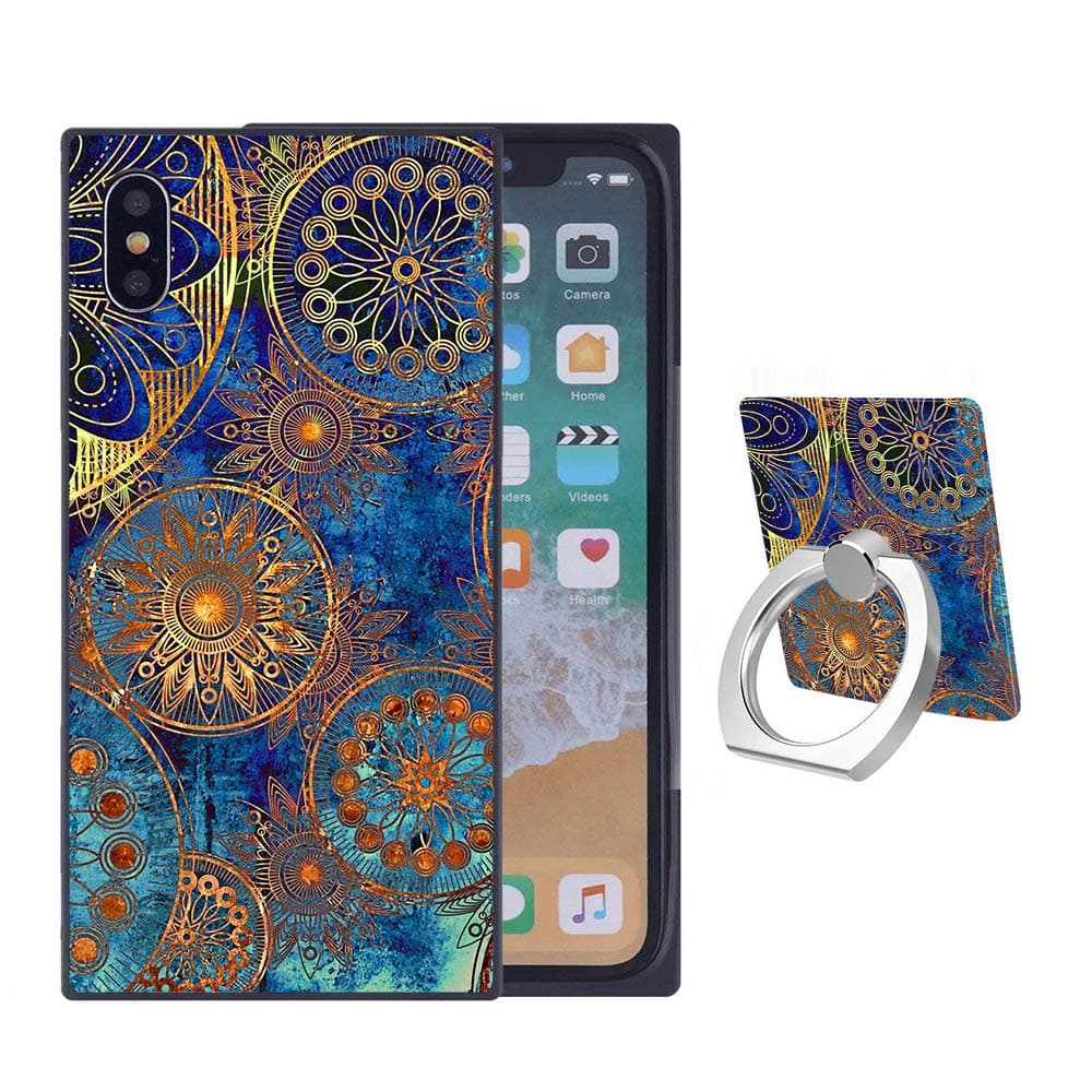 Someseed Case for iPhone Xs Max iPhone Xs Max Case with Kickstand Ring Holder Duty Shock Absorbent PC TPU Full Body Drop Protection Modern Design Mandala Cover for iPhone Xs Max