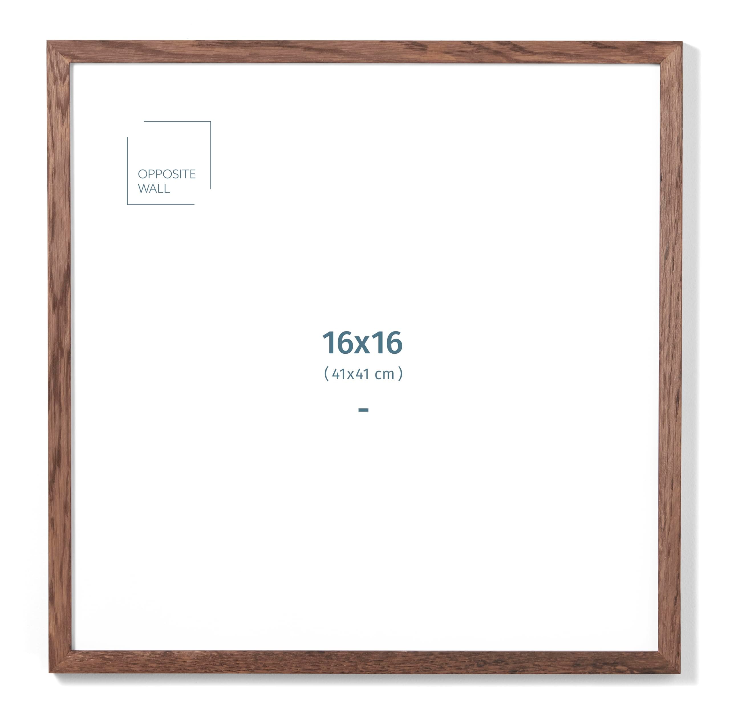 Opposite Wall - 16x16 in - Dark Solid Oak Wood Picture Frame - Lightweight, Versatile & Shatterproof - Wall Hanging Poster or Photo Frame - Wall Decor for Office, Gallery & Home