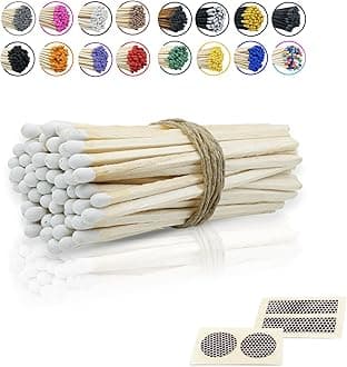 4" Inch Long Wooden Refill Matchsticks with Strike Stickers - Safety Matches Wholesale Bulk Loose by Chandler Studio (50 Pieces, White)