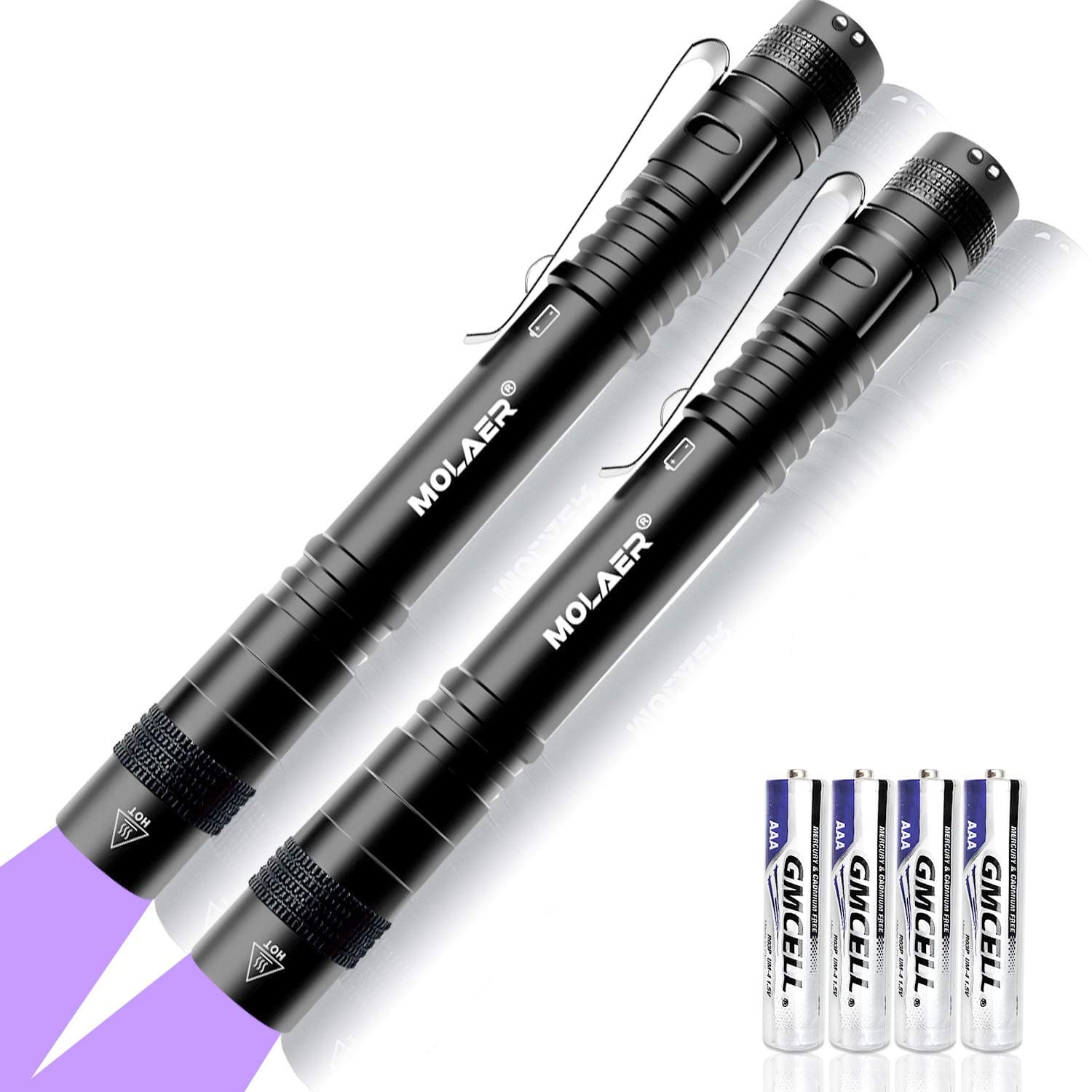 UV Black Light Flashlight 2-Pack Mini 395nm Blacklight Pen Light for Leak, Pet Urine, Bed Bug, Scorpion, Hotel Inspection, Dry Stain and Dye Detector