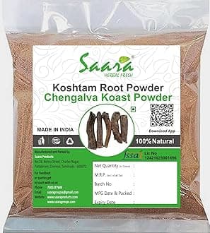Saara HERBAL FRESH Koshtam Root Powder,100g, Chengalva Koast, Kuth, Kudu, Keu, Kostam, Indian Costus Root, Kemuk Root Powder,(pack of 1 x 100g)