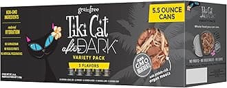 Tiki Cat After Dark, Variety Pack, High-Protein and 100% Non-GMO Ingredients, Wet Cat Food for Adult Cats, 5.5 oz. Can (8 Count)