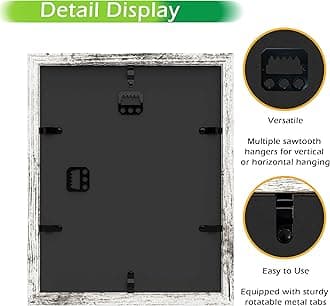 FrameWorks 8x10 Driftwood Wooden Shadow Box Frame – Soft Felt Back, Tempered Glass, and Included Elegant White Ball Push Pins
