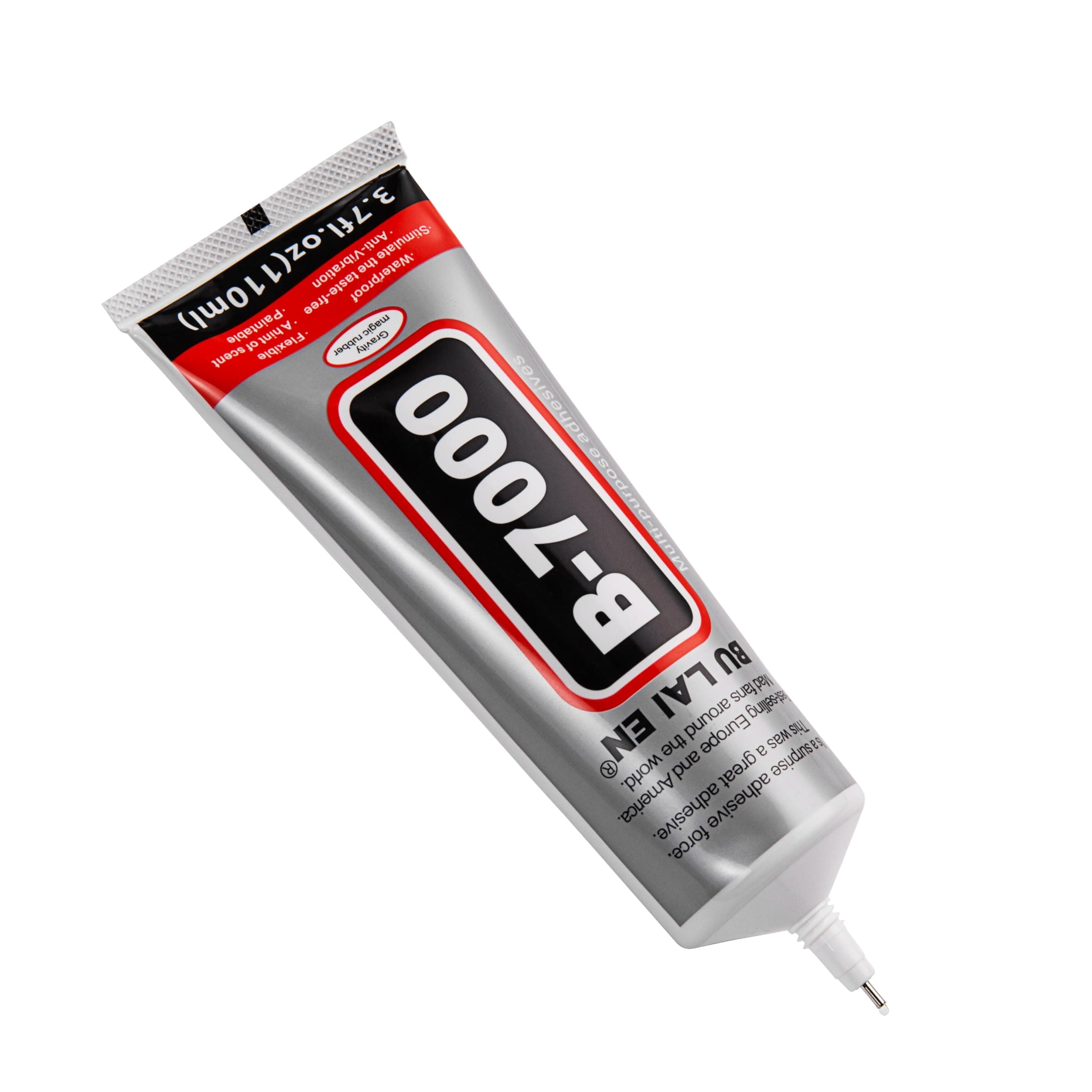 B-7000 Liquid Stitch Fabric Glue, Clear with Precision Tip for Permanent Glue, Metal & Stone Rhinestones, Crafting & Phone Repair (110ml/3.7fl.oz)