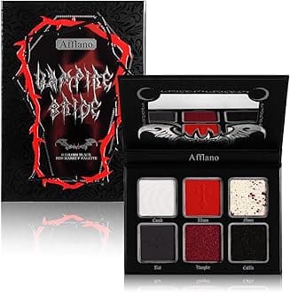 Afflano Red Black Eyeshadow Goth Makeup Palette, Vampire Blood Red Halloween Makeup Palette, Burgundy Dark Smokey Eye Shadow Palette Pigmented, Smoky Eyes Black Red Eyeshadow Costume Clown SFX Makeup