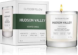 Outdoor Fellow Hudson Valley Scented Candle, 8oz, Coconut & Apricot Wax Blend, Orange Blossom, Jasmine, Patchouli, Reusable Glass, 40-50 Hour Burn Time