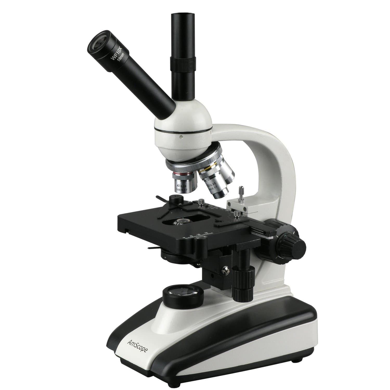 AmScope 40X-1000X LED Dual View Compound Microscope with 3D Stage & Reversed Nosepiece