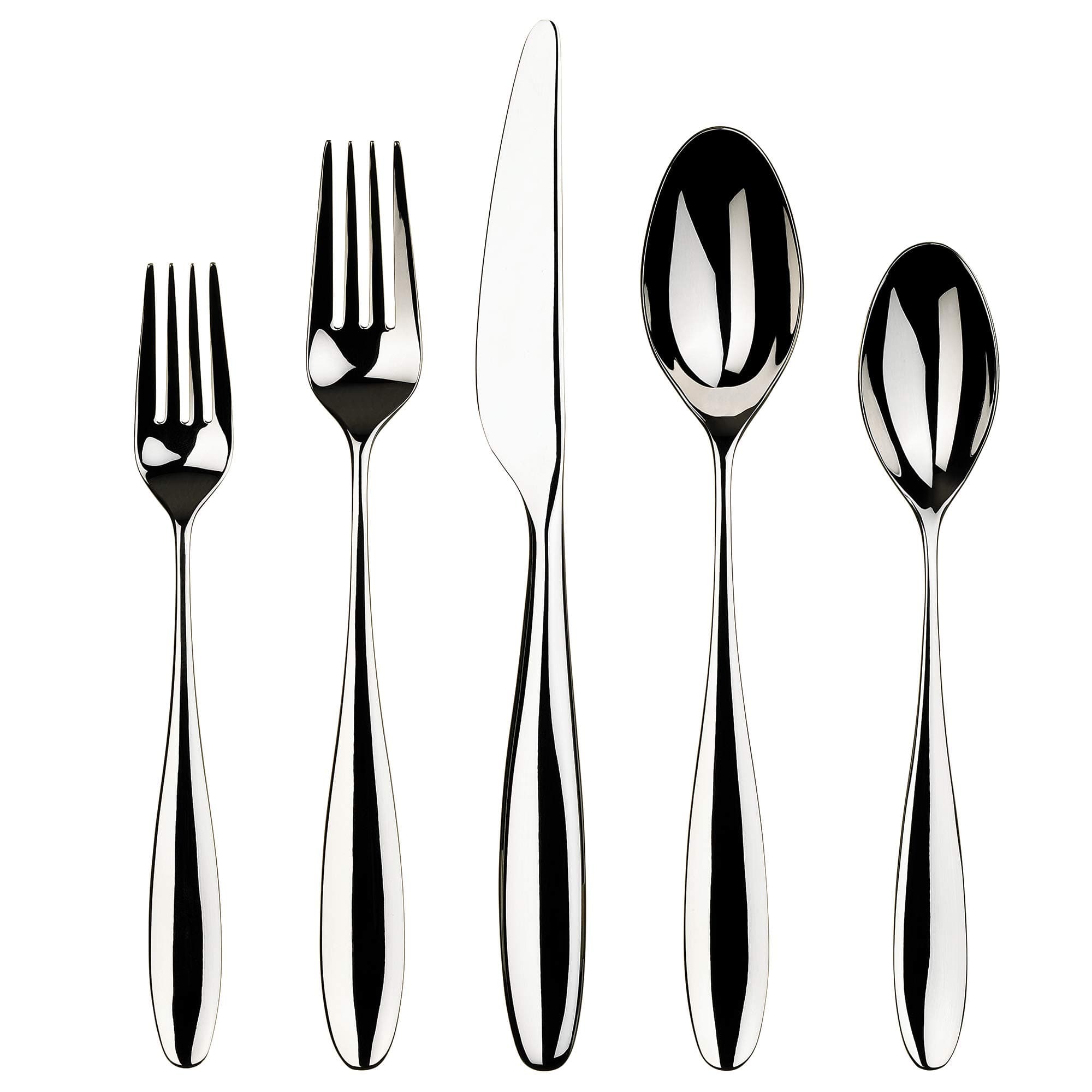 Gourmet Settings - 20-Piece Silverware Set - Willow Collection - Polished Stainless Steel Flatware Sets - Service for 4 - Kitchen Cutlery Utensils Knife/Fork/Spoons (28-498)