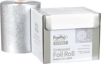 ForPro Professional Collection Expert Embossed Aluminum Foil Roll, 320 Ft Hair Foils for Color Application and Highlighting Services, Silver, Medium, 5W