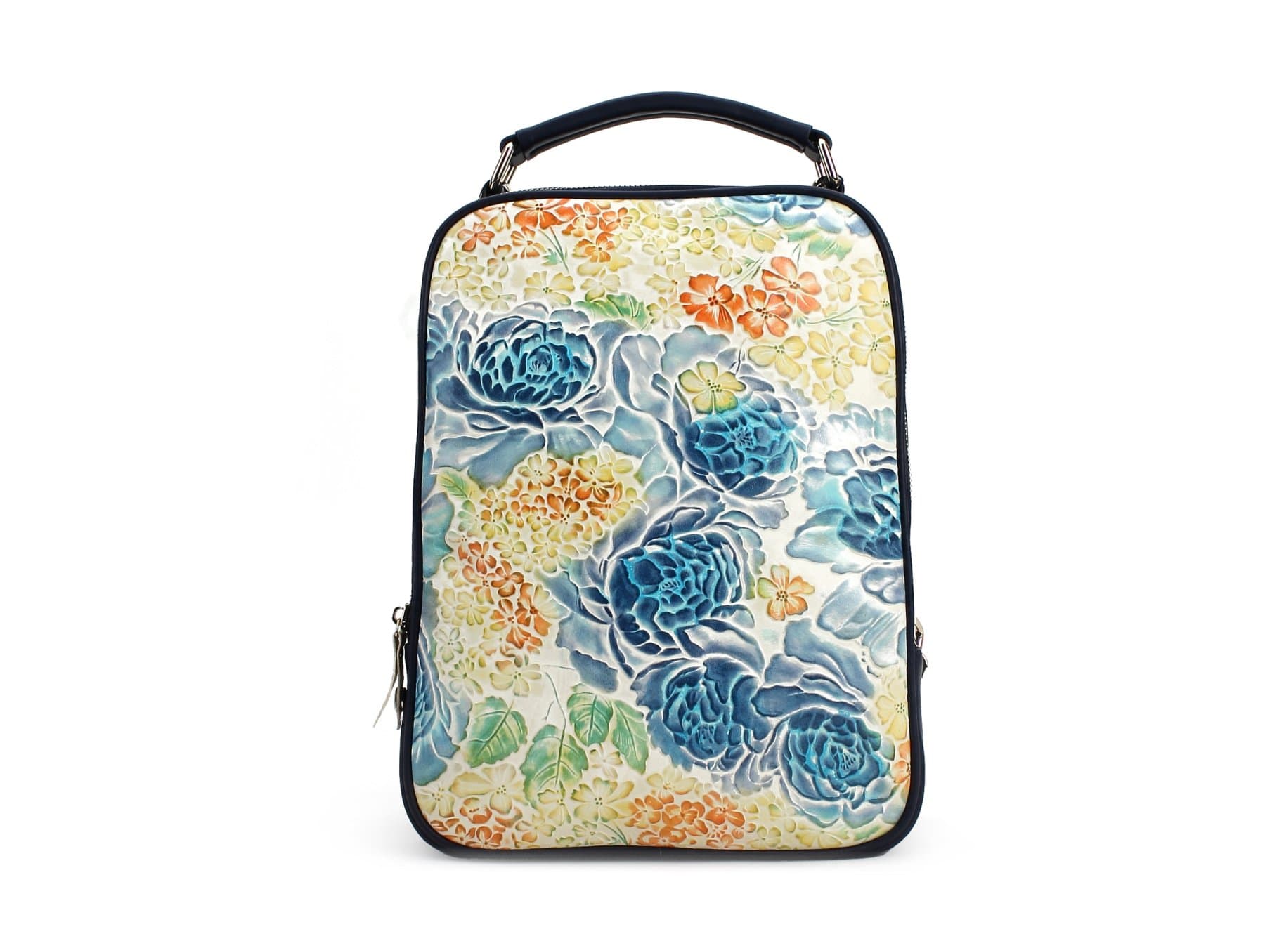 ArtsEyeWomen's Flower Embossed Genuine Leather Backpack