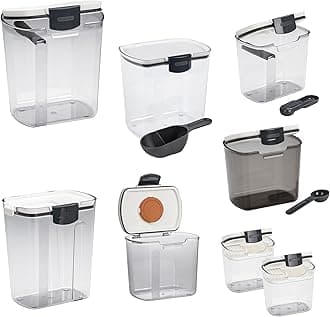 ProKeeper Baker's Airtight Kitchen Storage Canister Container Set for Flour, Sugar & More, Keeps Ingredients Fresh, with Accessories (Multicolor, 8- Piece)