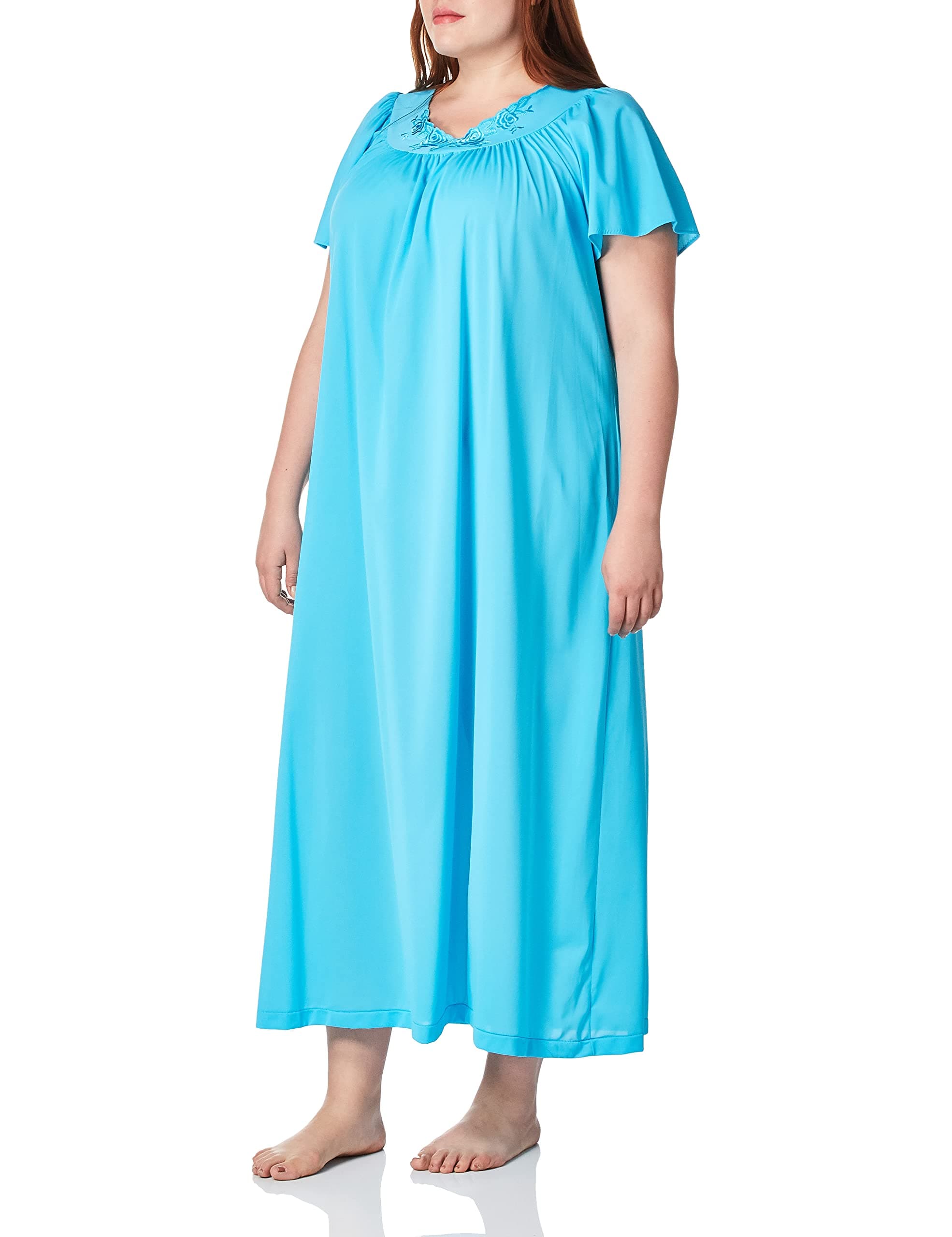 Women's Petals 53 Inch Short Flutter Sleeve Long Gown