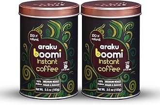 Boomi Premium Single Origin Instant Coffee Powder - Medium Roast, 100% Arabica, Mold & Mycotoxin Free, Low Acid - 3.5oz Tin (2 Pack)