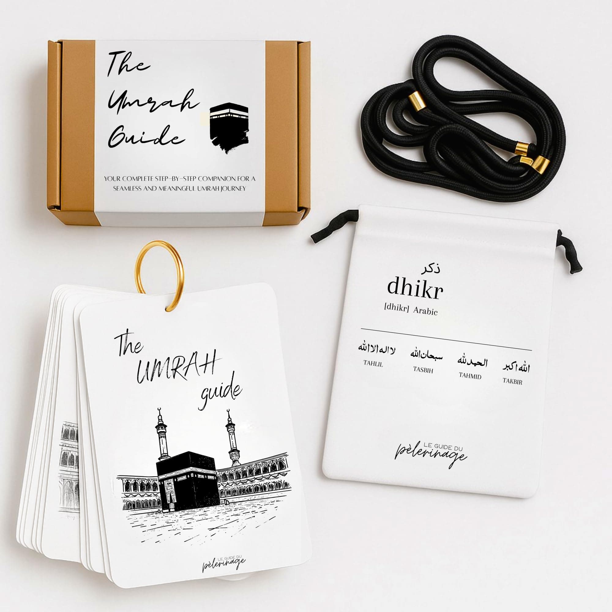 Umrah Guide – Umrah Dua Cards | Step-by-Step Portable Umrah Guide with Pouch & Adjustable Lanyard – Waterproof & Durable