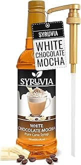 White Chocolate Mocha Coffee Syrup - 25.4 fl oz -No Coloring, Perfect for Drinks, Soda, Shakes, Desserts, and More With Pump