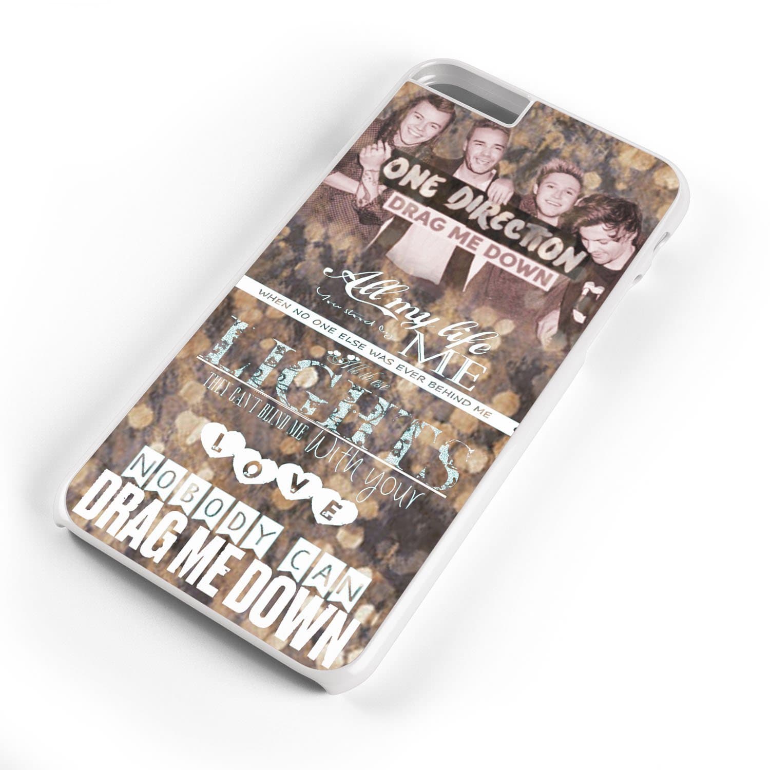 Drag Me Down Lyrics Sparkle Am Fit For iPhone 6 Plus S Rubber Back Protector Framed White