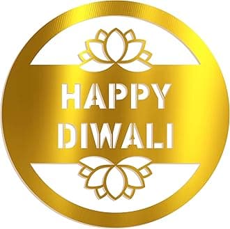 Happy Diwali Acrylic Gift tag, Mirror Acrylic Gift Tags, (lotusDesign) Happy Diwali Tags Happy Diwali Gift Decoration Tags Diwali Gift Tags for Gift Hamper- Pack of 10 (2.5 Inch)(Gold)
