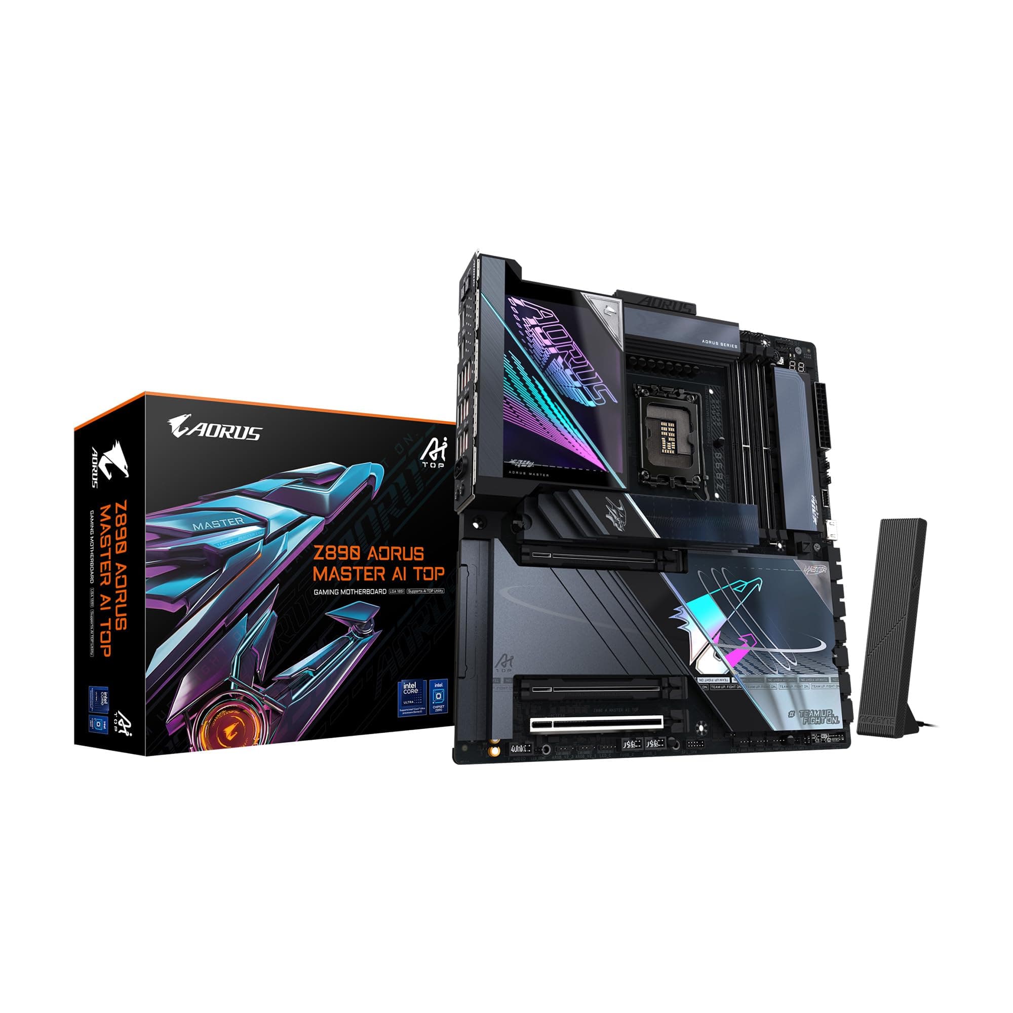 Z890 AORUS Master AI TOP Intel Core Ultra (Series 2) LGA 1851 Motherboard, E-ATX, DDR5, 4X M.2, PCIe 5.0, Thunderbolt 4, WIFI7, 10GbE LAN, EZ-Latch