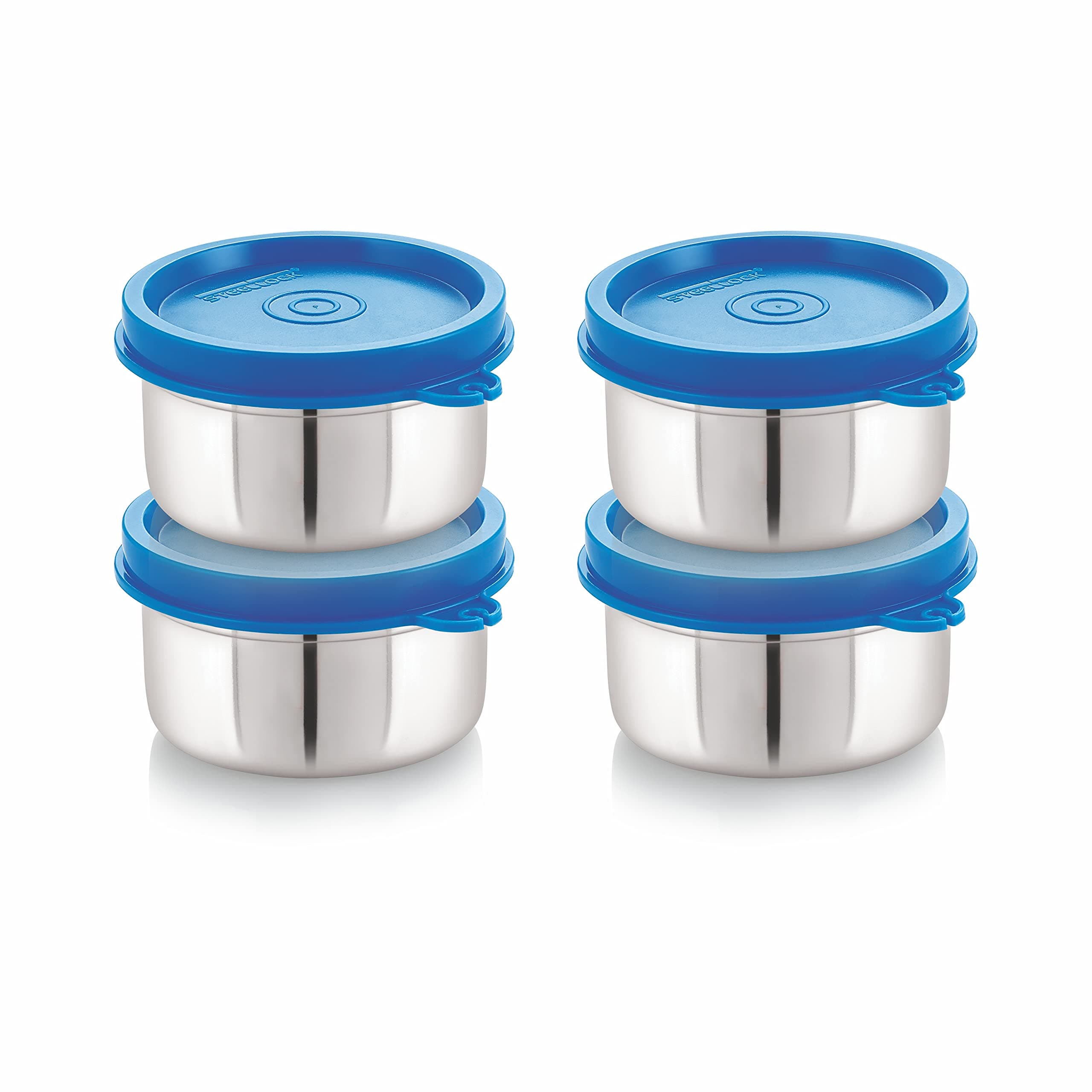 STEELLOCK Flex Stainless Steel Containers Size Deep 500ml x 4 (Blue)