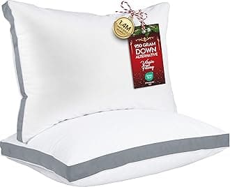 Utopia Bedding Bed Pillows for Sleeping Standard Size (Grey), Set of 2, Cooling Hotel Quality, Gusseted Pillow for Back, Stomach or Side Sleepers