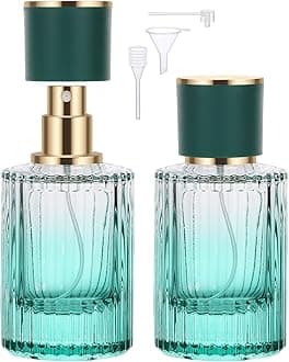 Segbeauty 1.7oz Cologne Travel Bottle Refillable, 2 Packs 50ml Glass Perfume Atomizer Spray Bottle, Empty Refillable Perfume Travel Bottles Container Cologne Atomizer for Men Women Green
