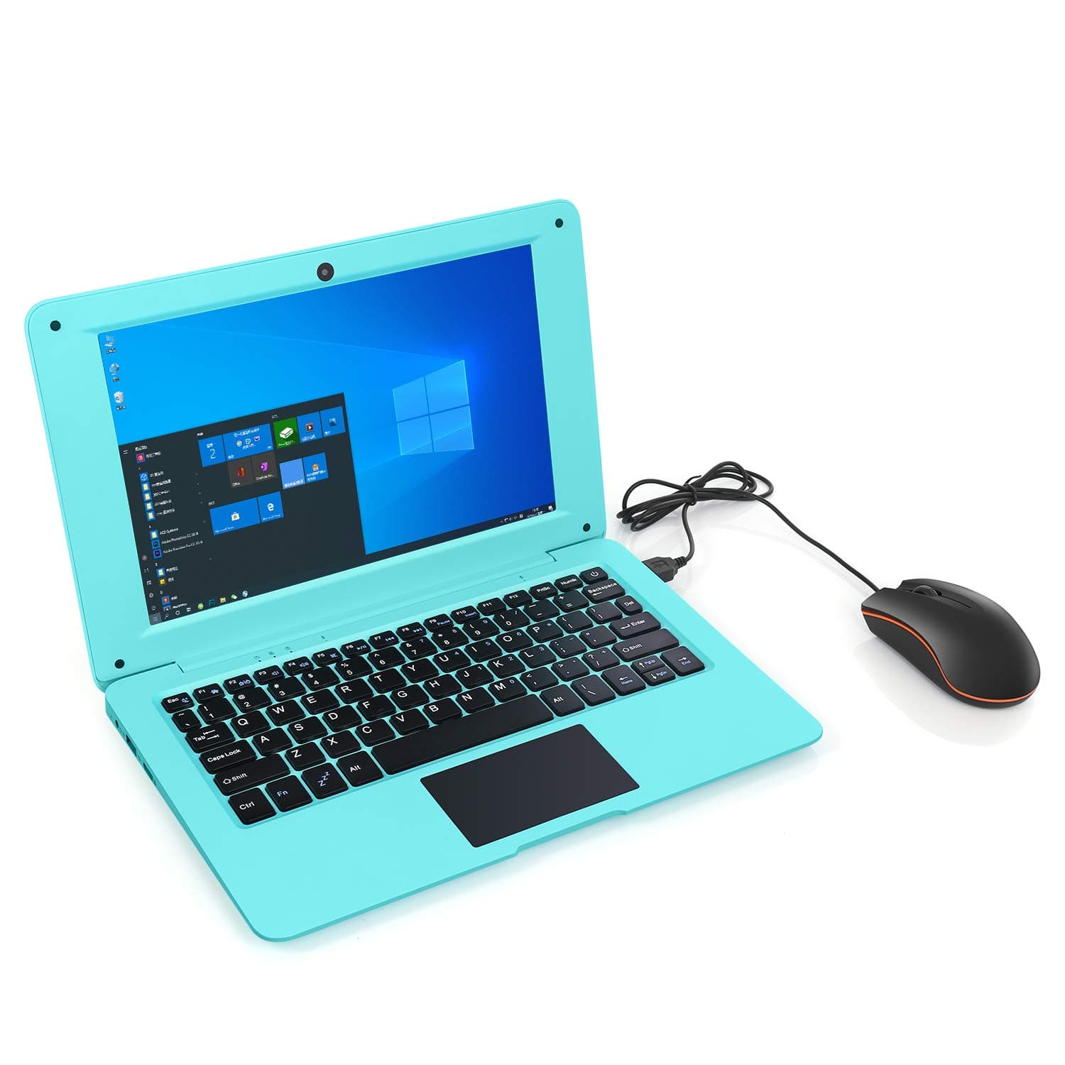 Portable 10.1 Inch Online Learning Computer Laptop Windows 10 OS Preinstalled Quad Core 32GB Netbook HDMI Webcam Office Netflix YouTube (Blue)
