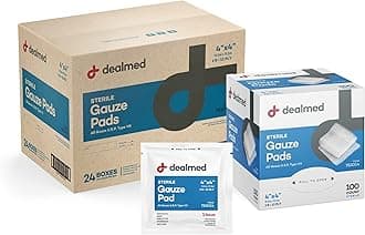 Dealmed Sterile Gauze Pads – 100 Count (Case of 12), 4’’ x 4’’ Gauze Pads, Disposable and Individually Wrapped Medical Gauze Pads, Wound Care Product for First Aid Kit and Medical Facilities