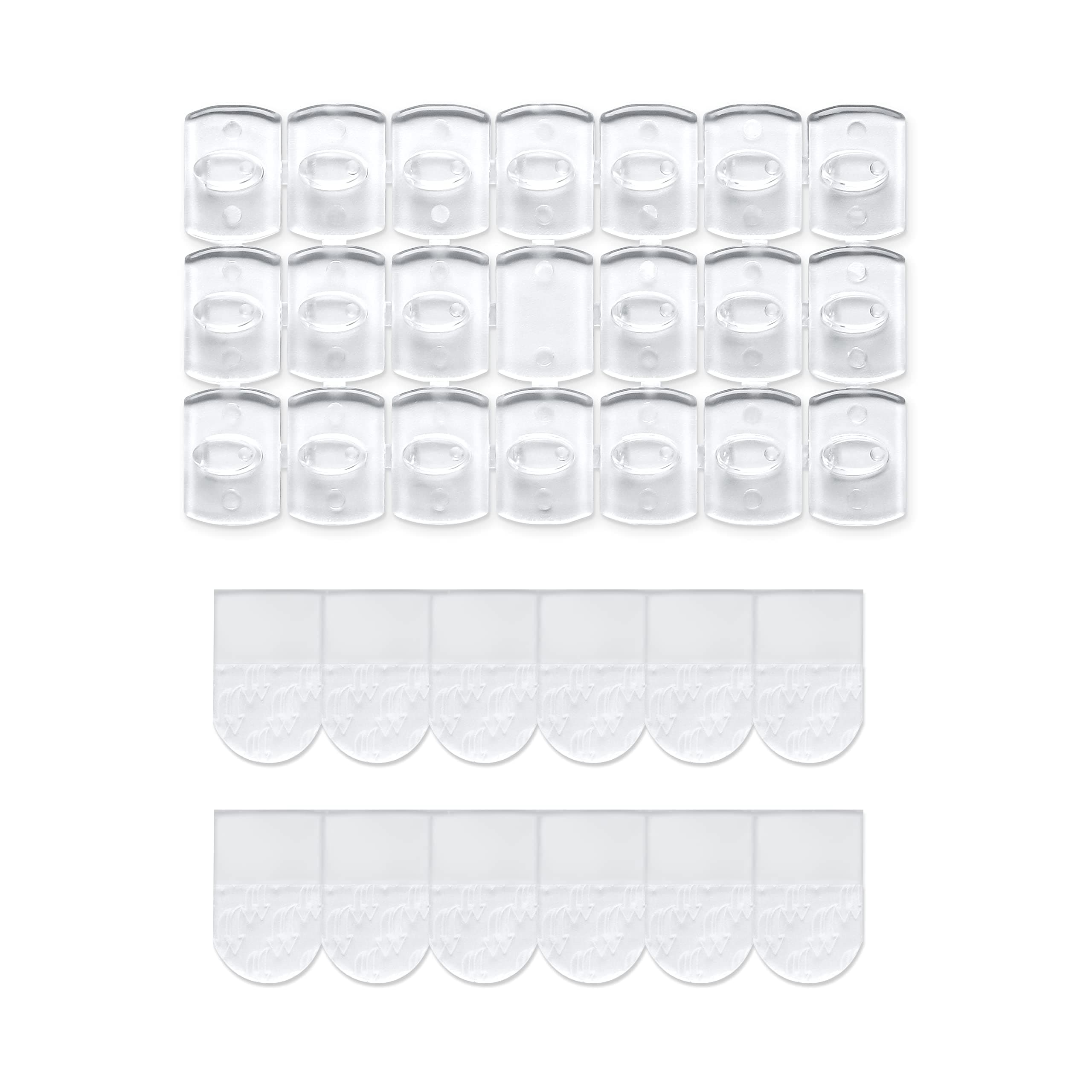 100 Mini Clear Light Clips with 120 Adhesive Strips, Damage-Free Indoor Mini Wall Hooks for Hanging, Removable Clips for Christmas Decoration