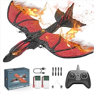 DEERC RC Dragon Plane for Kids Adult Remote Control Airplane Toy, 2CH 6-axis Easy to Fly Foam Aircraft for Boys Beginner 8-12, Glider Stabilizer RTF Stunt Jet