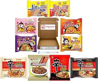 Samyang Buldak Asian Ramen Noodle Bundle Gift Set, Hot Spicy Chicken Ramen Noodles, Carbonara, Habanero Lime, Tom Yum & Quattro Cheese, Air Dried Light, Black, Red, Chapagetti, Mild & Spicy, Korean Stir-Fried Ramen Noodles