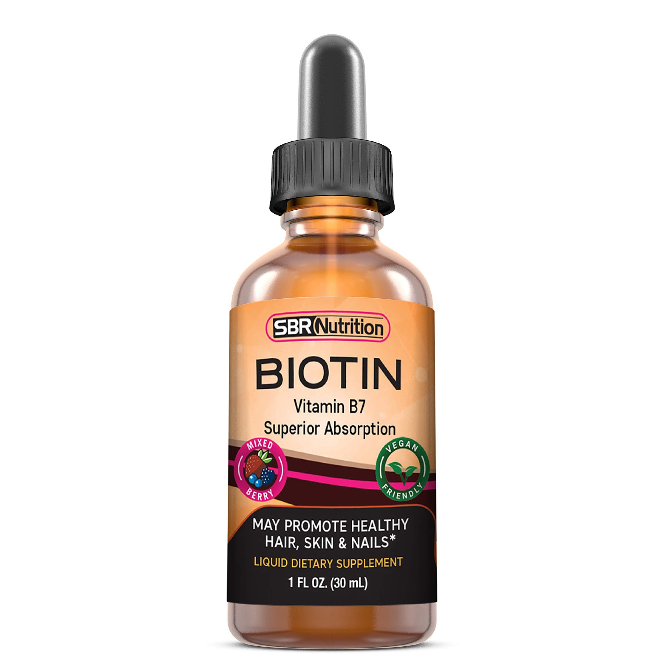 SBR Nutrition Biotin Liquid Drops (Mixed Berry), 5000 mcg, 60 Serving