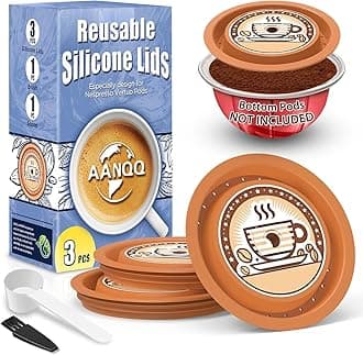 AANQQ Reusable Lids for Nespresso Pods Vertuo, 3pcs Food Grade Silicone Caps for Any Sizes of Reusable Nespresso Vertuo Pod Refillable Vertuo Capsule (3pcs Silicone Lids-No Capsule)