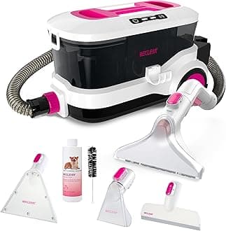 Carpet Cleaner Machine and Stain Remover for Deep Cleaning Upholstery for Carpets Rugs and Fabric Seats,800W 18Kpa，3L Clean Tank and 1.5L Dirty Tank, Pink