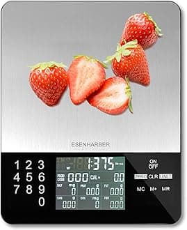 Food Scale with Nutritional Calculator, Calorie Scale, Kitchen Scales Digital Weight Grams and Ounces, for Meal Prep, and Weight Loss, Units in Lbs, Grams, Ounces, Batteries Included