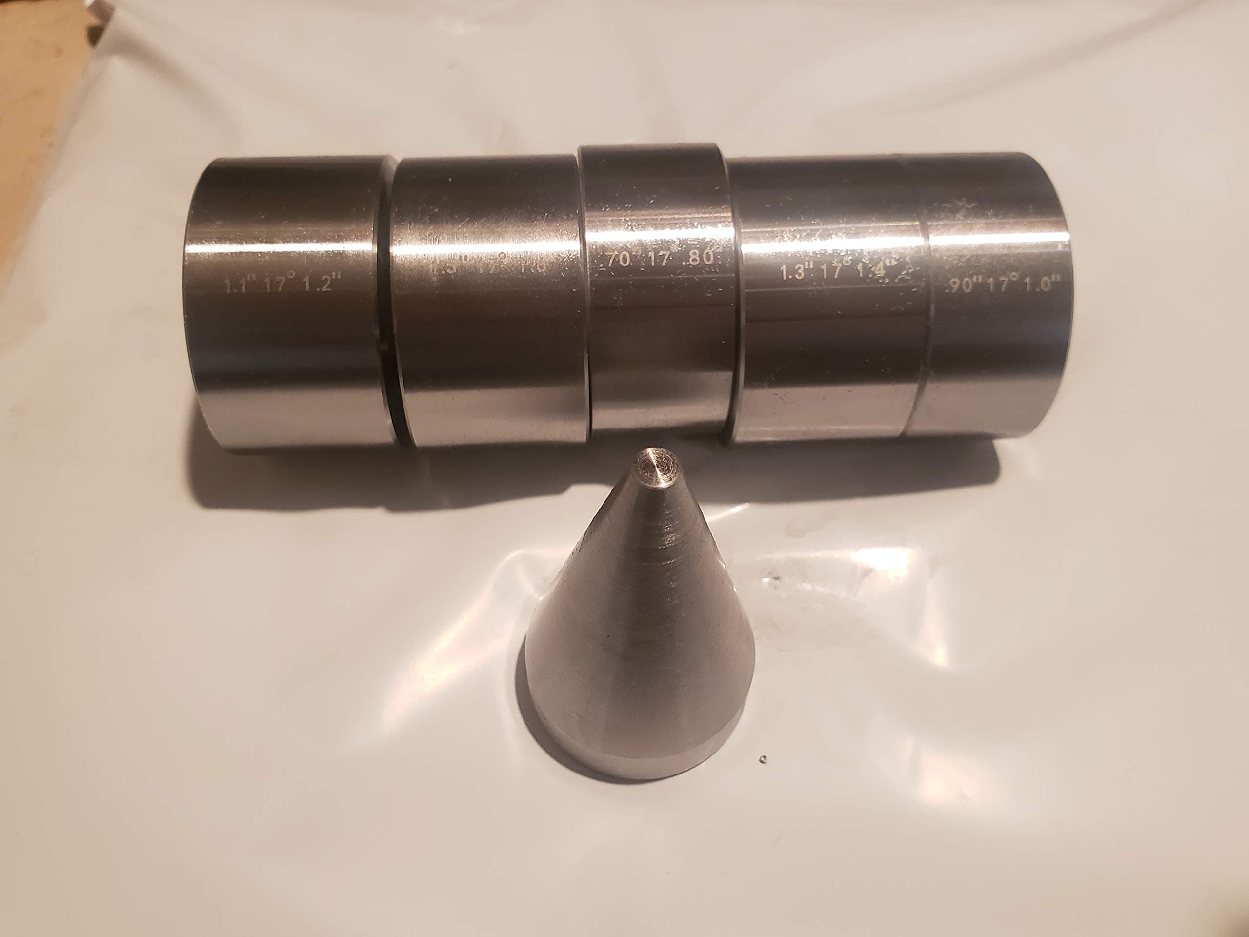 17 Degree Folding Die Set 5 Pieces Reduction/Folding Die Set + Folding Cone, Stainless Steel Coin Making Tool Made in The USA