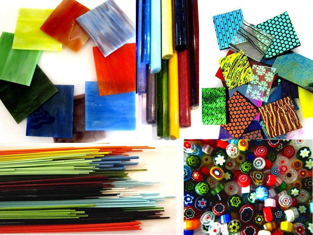 Devardi Glass COE 90 Fusing 1/2 Pound Combo Pack - Sheets, Stringers, Millefiori, Rods & Dichroic