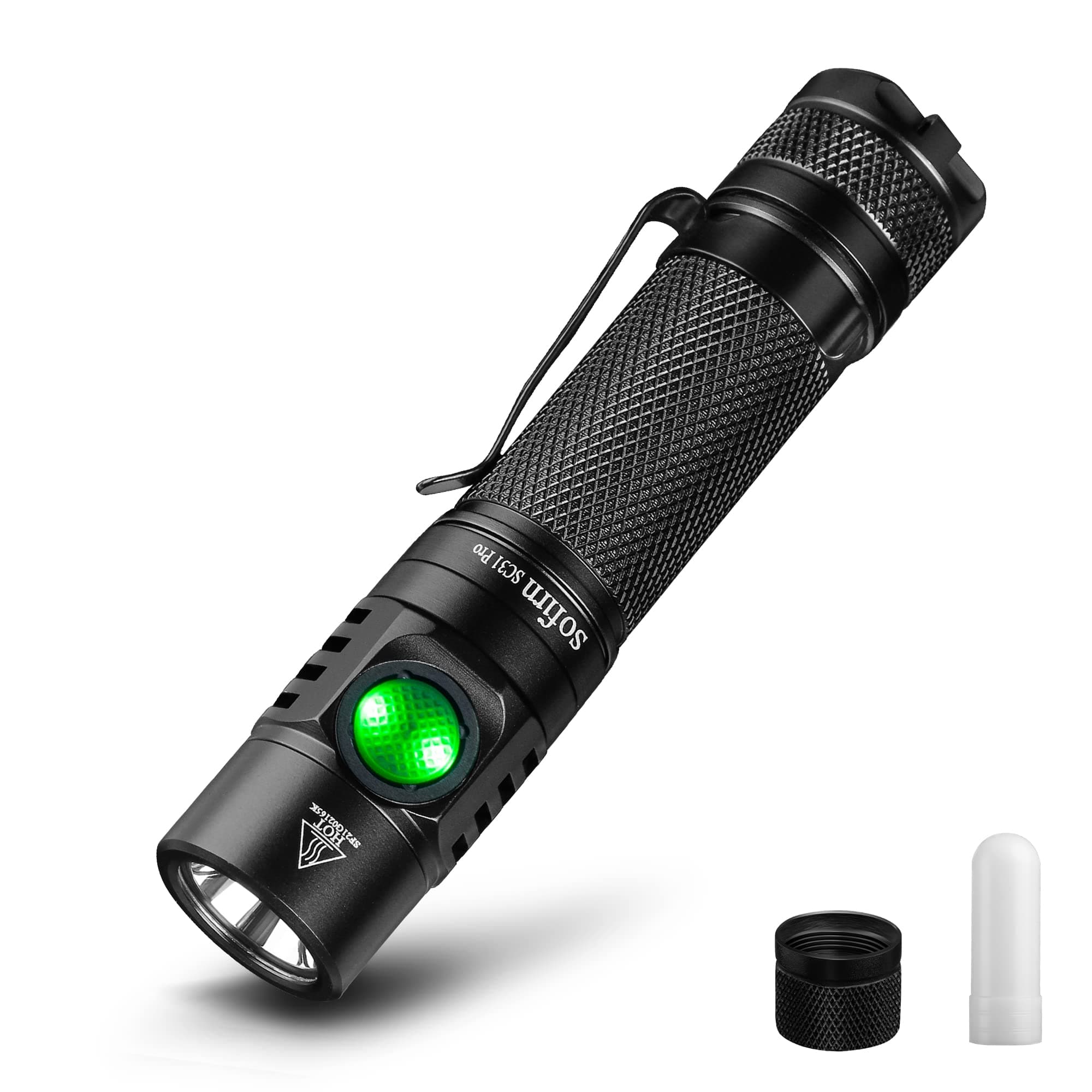 SC31 Pro Rechargeable EDC Flashlight, Super Bright 2000 Lumens Pocket Flashlight with SST40 6500K LED, Andruril 2 UI, Water Resistant LED Light with Diffuser Magnetic Tail Cap, for Camping