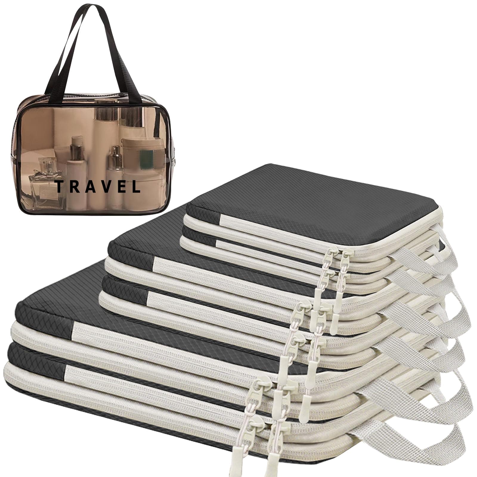 SWIHELP Compression Packing Cubes 7PCS Cubes for Carry on Luggage Travel Organizer Bags Expandable Essential for Suitcases Travel Luggage Organizer Bags Set