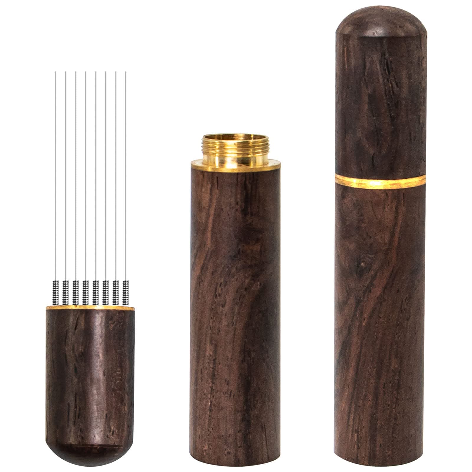 Espresso Coffee Stirrer 8 Needles 0.4mm Espresso Distribution Tools, Natural Wood Handle and Stand