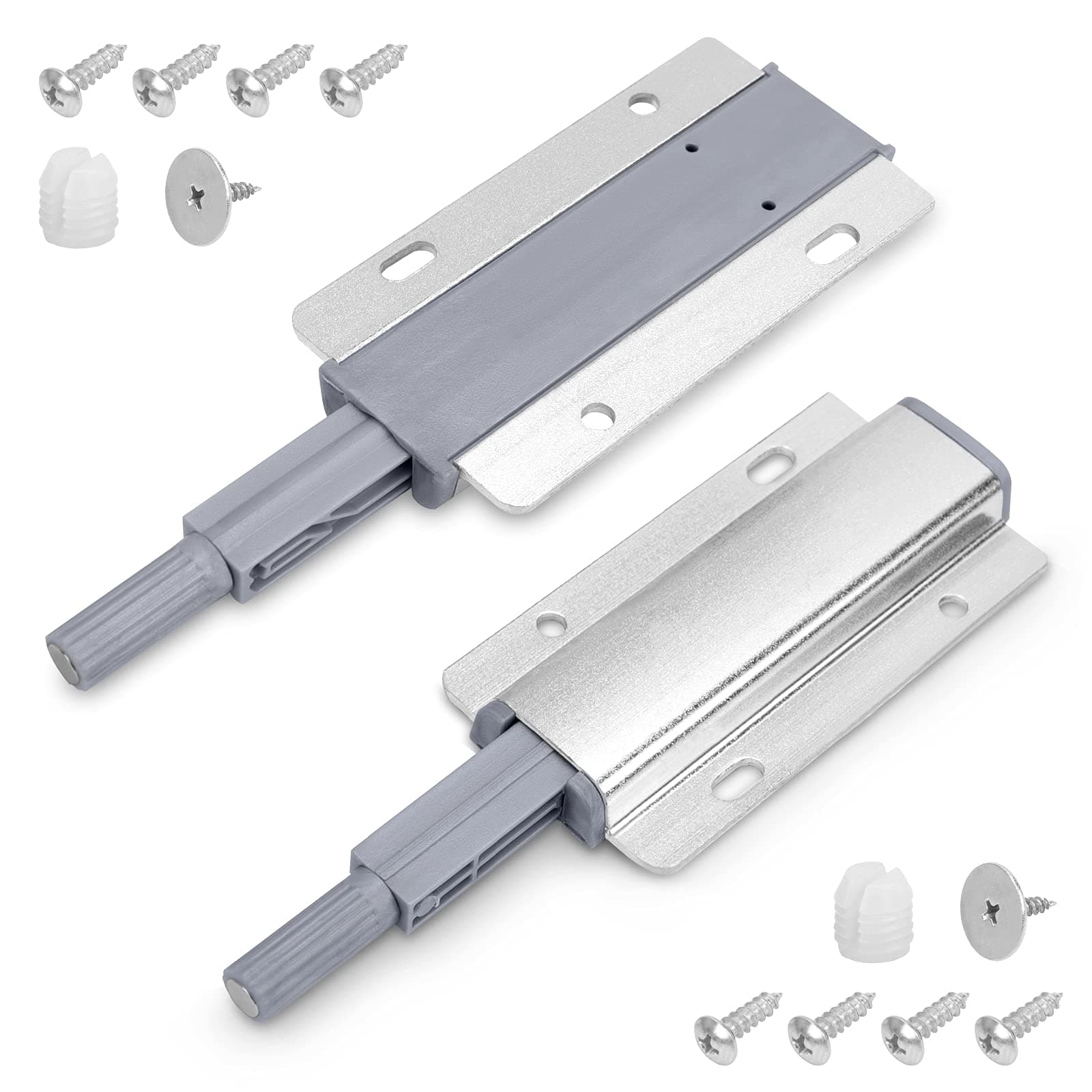 2 Pack Magnetic Push Latches for Cabinets, Heavy Duty Push to Open Close Door Latch, Touch Latches Release Pop Out Kitchen Hardware for Drawer, Closure, Cupboard, Wardrobe, Closet, Door