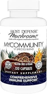 Host Defense MyCommunity Capsules - 17 Species Blend Mushroom Supplement for Immune Support - Herbal Aid with Lion's Mane, Reishi. Chaga, Cordyceps, Turkey Tail & More - 120 Capsules (60 Servings)*