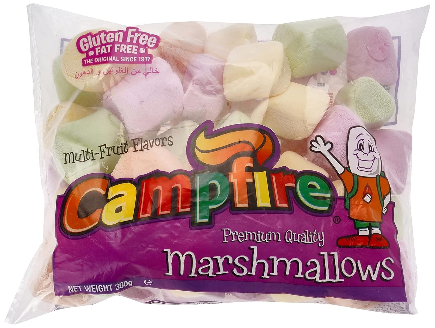 Campfire Multi Fruit Flavors Premium Quality Marshmallows, 10.58 oz ℮ 300 g كامب فاير متعدد النكهات الفاكهة أعشاب من الفصيلة الخبازية عالية الجودة