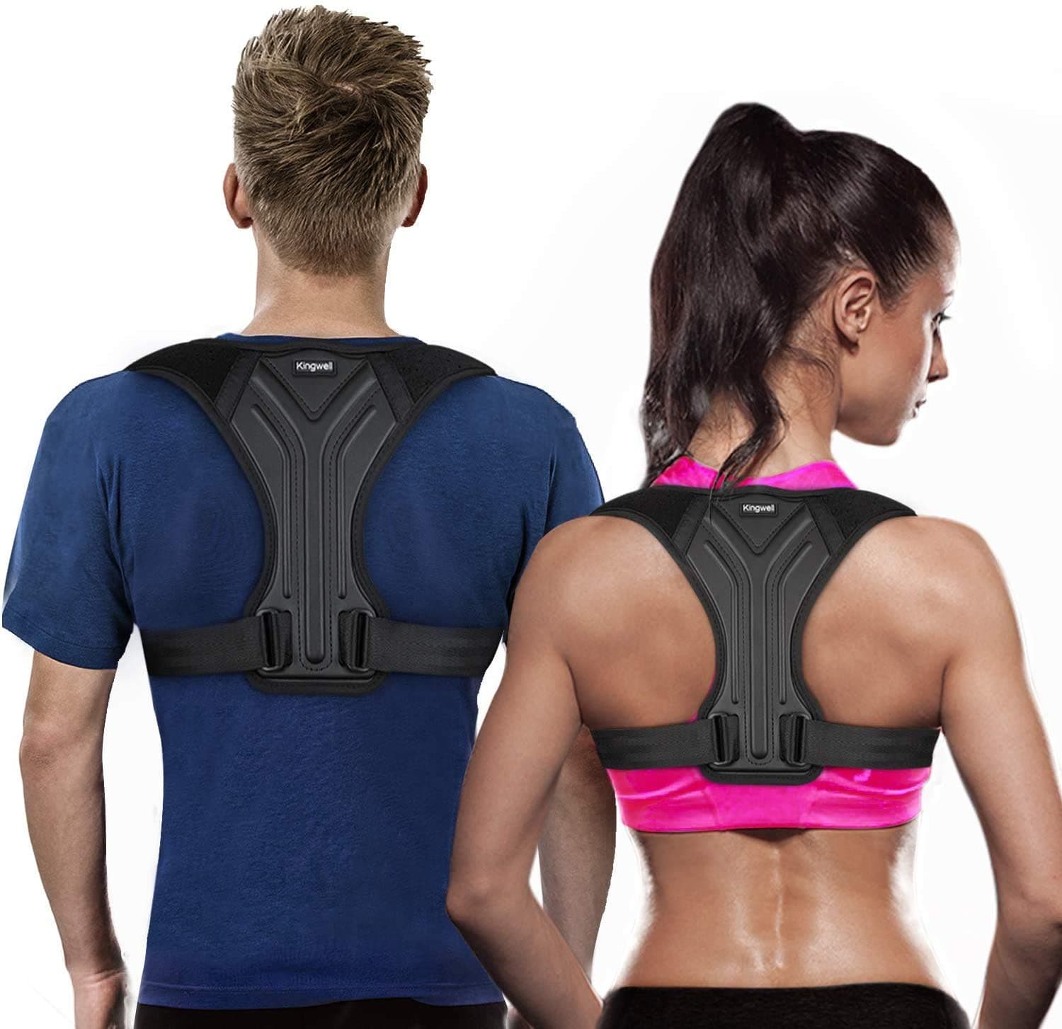 Kingwell Back Posture Corrector for Women and Men - Adjustable Posture Brace for Upper Back Support, Large