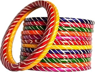 Kanganas Fashion Women's Beautiful Traditional Rajasthani Lahariya Lac Bangles (Multicolor )