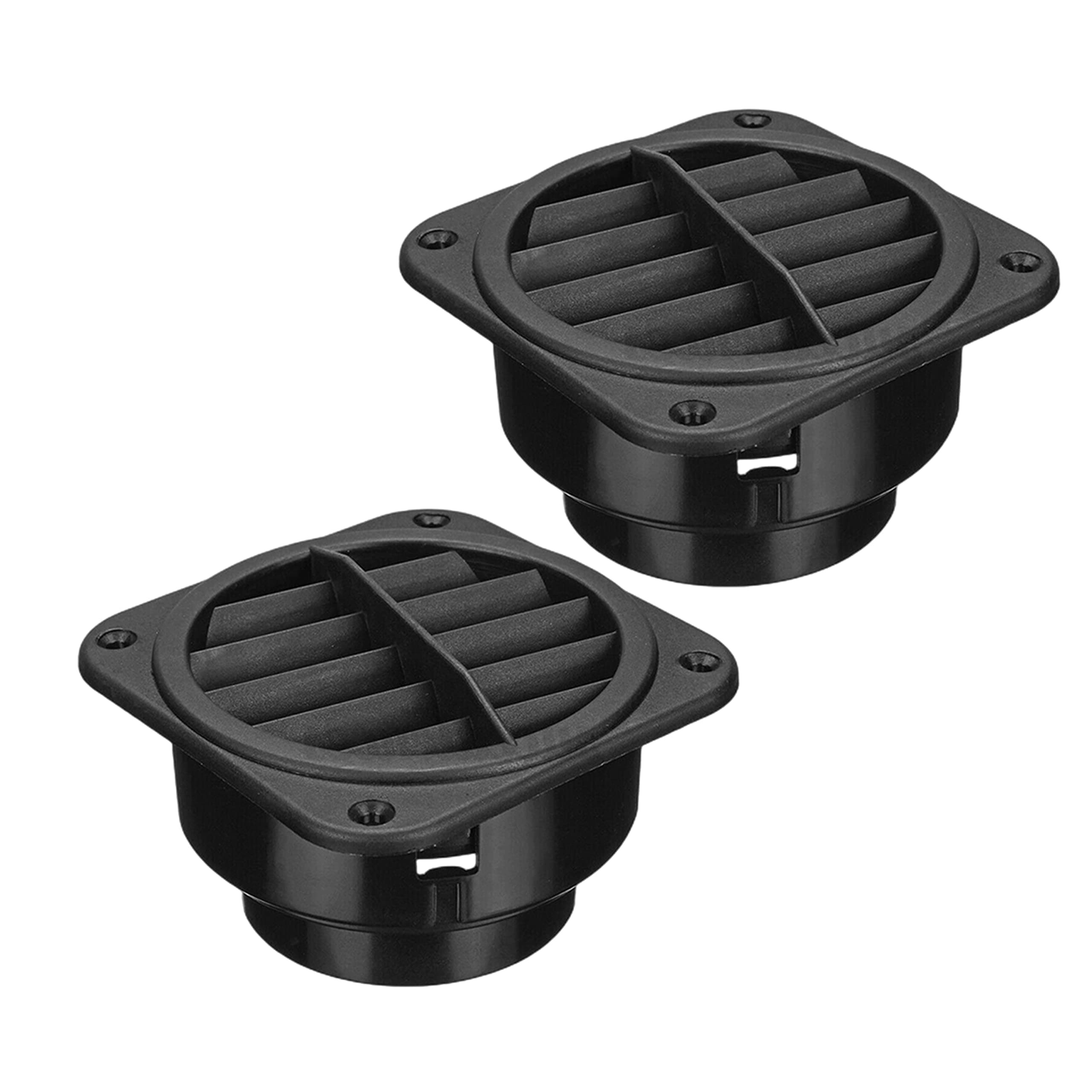 2Pcs Square Shape Warm Air Vent Outlet，360 ℃ Rotatable Car Heater Duct Hose Pipe Warm Air Vent Outlet Plastic Ducting Heater Air Vent Outlet for Car Auto Bus RV ATV (Hole Outer Diameter:60mm)